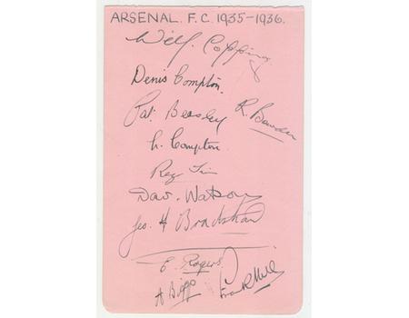 ARSENAL 1935-36 SIGNED ALBUM PAGE