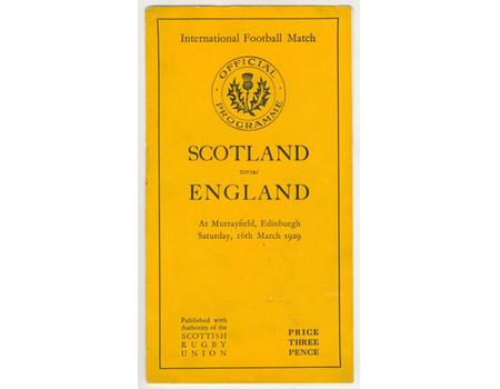 SCOTLAND V ENGLAND 1929 RUGBY PROGRAMME