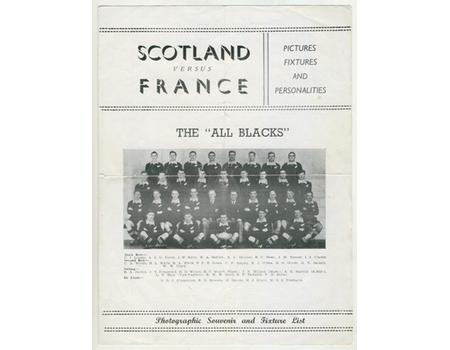 SCOTLAND V FRANCE 1954 PIRATE RUGBY PROGRAMME