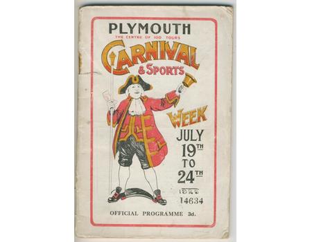 PLYMOUTH CARNIVAL AND SPORTS 1925 OFFICIAL PROGRAMME