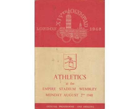 LONDON OLYMPICS 1948 - 2ND AUGUST ATHLETICS PROGRAMME
