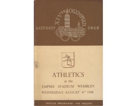 LONDON OLYMPICS 1948 - 4TH AUGUST ATHLETICS PROGRAMME