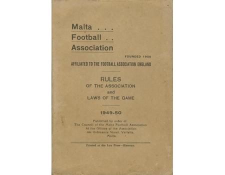 MALTA FOOTBALL ASSOCIATION 1949-50 - RULES OF THE ASSOCIATION AND LAWS OF THE GAME