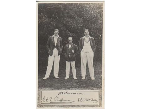 CHAPMAN/FREEMAN/WOOLLEY (KENT & ENGLAND) CRICKET POSTCARD