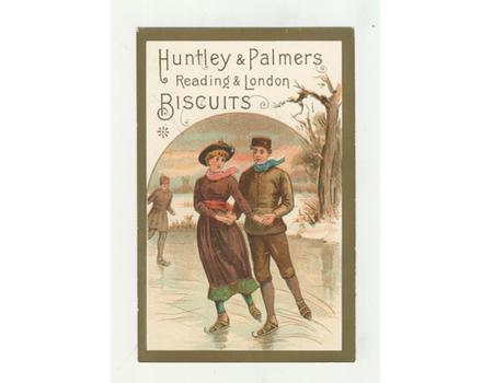 HUNTLEY AND PALMERS BISCUITS TRADE CARD C. 1880 - ICE SKATING