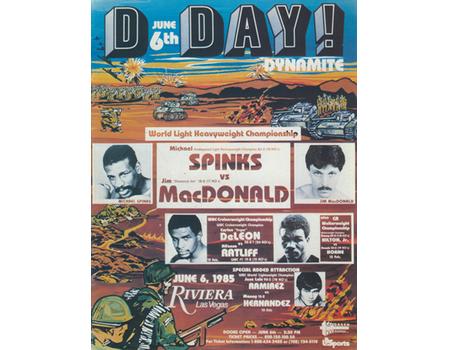 MICHAEL SPINKS V JIM MACDONALD 1985 BOXING PROGRAMME
