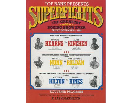 THOMAS HEARNS V JAMES KINCHEN 1988 BOXING PROGRAMME