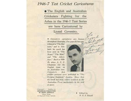 ENGLAND CRICKET TOUR TO AUSTRALIA 1946-47 SIGNED SOUVENIR