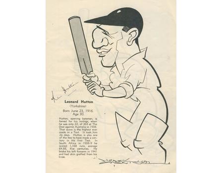 ENGLAND CRICKET TOUR TO AUSTRALIA 1946-47 SIGNED SOUVENIR