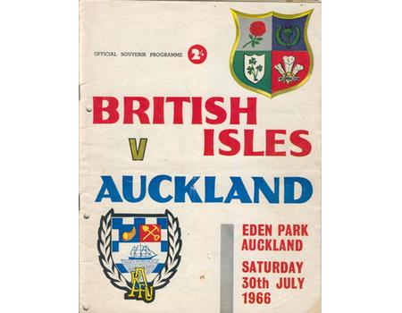 AUCKLAND V BRITISH ISLES 1966 RUGBY PROGRAMME