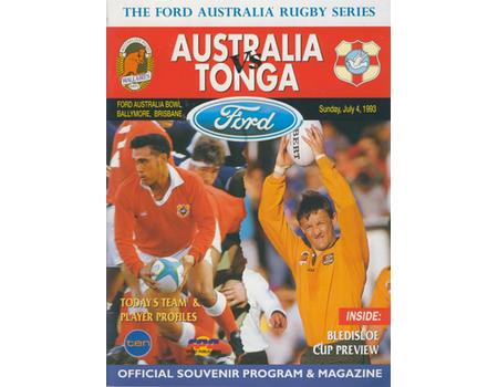 AUSTRALIA V TONGA 1993 RUGBY PROGRAMME