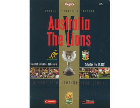 AUSTRALIA V BRITISH LIONS 2001 (3RD TEST) RUGBY PROGRAMME