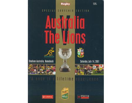 AUSTRALIA V BRITISH LIONS 2001 (3RD TEST) RUGBY PROGRAMME