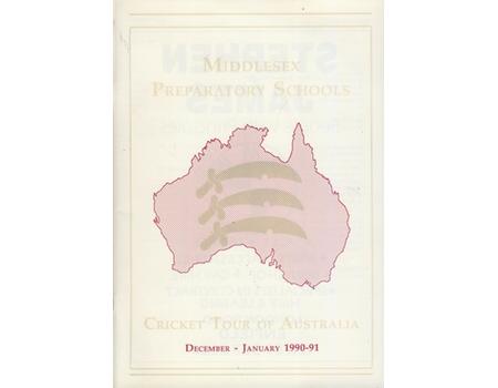 MIDDLESEX PREPARATORY SCHOOLS CRICKET TOUR OF AUSTRALIA 1990-91 BROCHURE