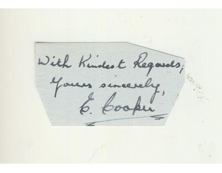 EDWIN COOPER (WORCESTERSHIRE) 1946 CRICKET AUTOGRAPH