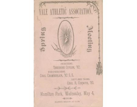 YALE ATHLETIC ASSOCIATION 1881 PROGRAMME OF EVENTS (INCLUDING TENNIS)
