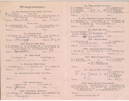 YALE ATHLETIC ASSOCIATION 1881 PROGRAMME OF EVENTS (INCLUDING TENNIS)