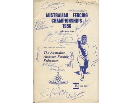 AUSTRALIAN FENCING CHAMPIONSHIPS 1956 PROGRAMME - EXTENSIVELY SIGNED
