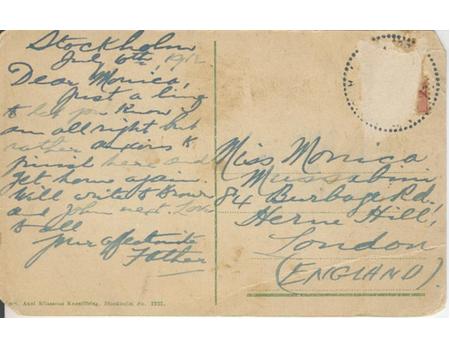 SAM MUSSABINI SIGNED POSTCARD 1912 (STOCKHOLM OLYMPICS)