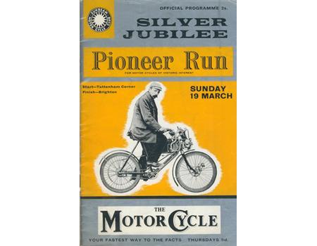 SILVER JUBILEE PIONEER RUN 1961 MOTOR CYCLING PROGRAMME