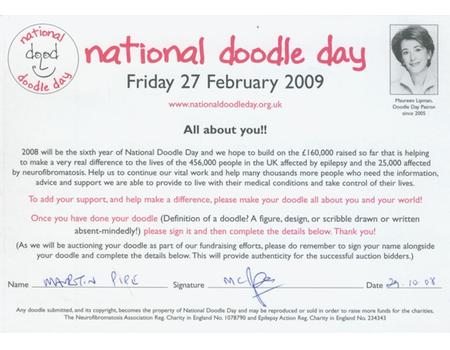 MARTIN PIPE ORIGINAL DRAWING 2008 - NATIONAL DOODLE DAY