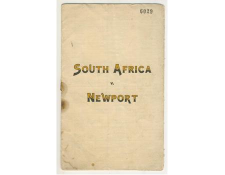 NEWPORT V SOUTH AFRICA 1931 RUGBY PROGRAMME