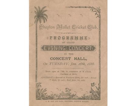 SHEPTON MALLET CRICKET CLUB 1886 CONCERT PROGRAMME