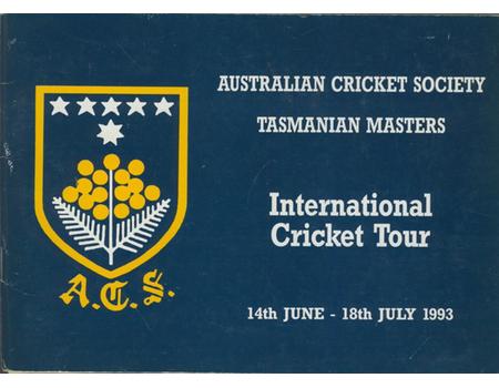 AUSTRALIAN CRICKET SOCIETY TASMANIAN MASTERS INTERNATIONAL CRICKET TOUR 1993 BROCHURE  