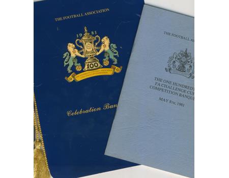 100TH FA CUP BANQUET 1981 - SEATING PLAN AND SIGNED MENU