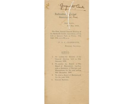 BARBADOS CRICKET ASSOCIATION REPORT AND STATEMENT OF ACCOUNTS 1934 (FIRST YEAR).