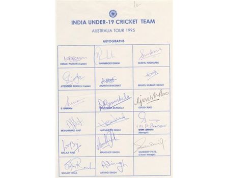 INDIA UNDER-19 (TOUR TO AUSTRALIA) 1995 CRICKET AUTOGRAPHS