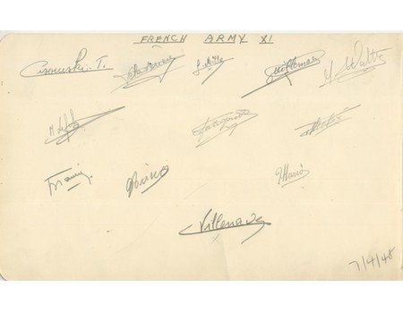 BRITISH ARMY AND FRENCH ARMY 1948 FOOTBALL AUTOGRAPHS (AND LUTON TOWN)