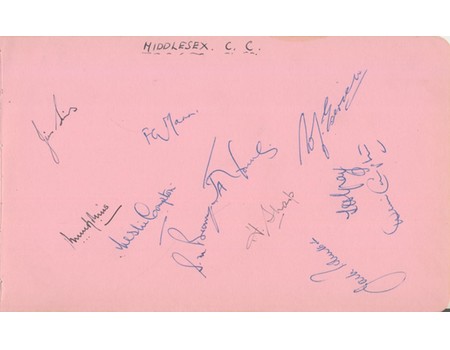 MIDDLESEX 1948 CRICKET AUTOGRAPHS