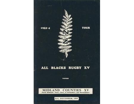 MIDLAND COUNTIES XV V NEW ZEALAND 1963/64 RUGBY PROGRAMME