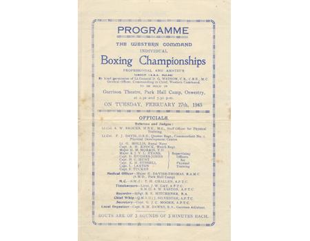 THE WESTERN COMMAND INDIVIDUAL BOXING CHAMPIONSHIPS 1945 PROGRAMME
