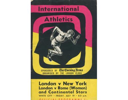 LONDON V NEW YORK 1957 (WHITE CITY) ATHLETICS PROGRAMME