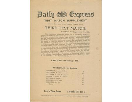 AUSTRALIA V ENGLAND 1933 (BODYLINE) TEST MATCH SUPPLEMENT