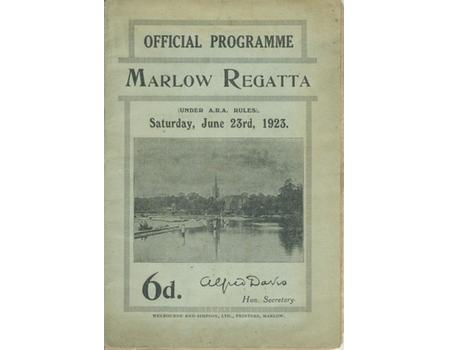 MARLOW REGATTA 1923 OFFICIAL PROGRAMME