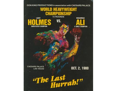 LARRY HOLMES V MUHAMMAD ALI 1980 BOXING PROGRAMME. "THE LAST HURRAH"