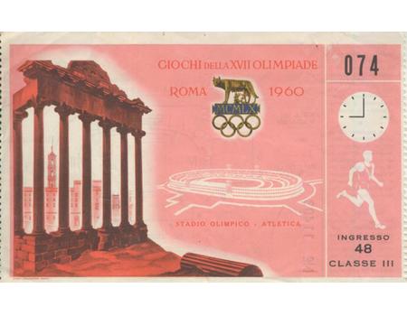 ROME OLYMPIC GAMES 1960 ENTRANCE TICKET