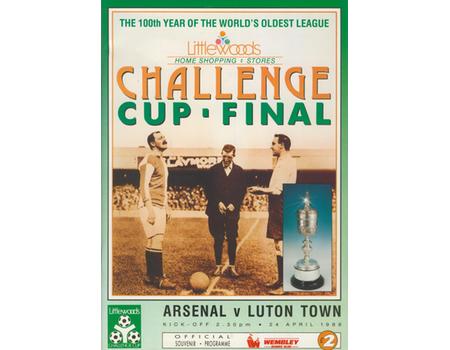 ARSENAL V LUTON TOWN 1988 (LITTLEWOODS CHALLENGE CUP FINAL) FOOTBALL PROGRAMME