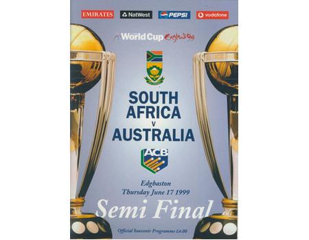 SOUTH AFRICA V AUSTRALIA 1999 CRICKET PROGRAMME - WORLD CUP SEMI-FINAL (TIED MATCH)