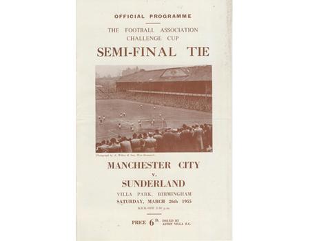 MANCHESTER CITY V SUNDERLAND 1955 F.A. CUP SEMI-FINAL FOOTBALL PROGRAMME