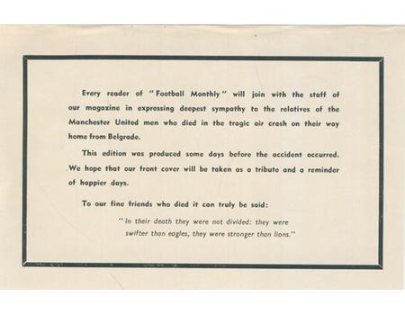 MUNICH AIR DISASTER 1958 - NOTE OF CONDOLENCE SLIPPED INTO CHARLES BUCHAN