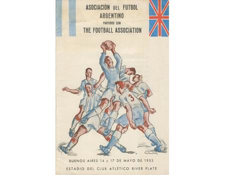 ARGENTINA V ENGLAND 1953 FOOTBALL PROGRAMME