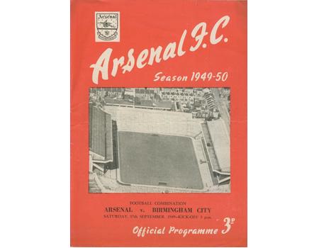 ARSENAL V BIRMINGHAM CITY 1949-50 FOOTBALL PROGRAMME (FOOTBALL COMBINATION) 
