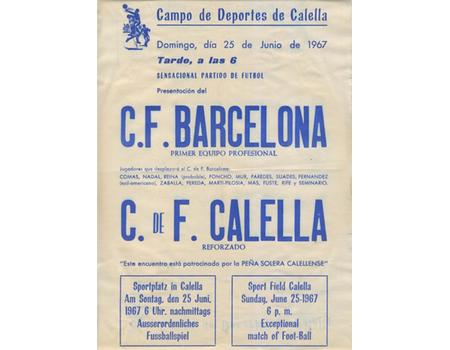 CALELLA V BARCELONA 1967 SPANISH FOOTBALL POSTER