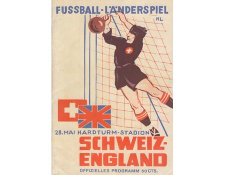 SWITZERLAND V ENGLAND 1952 FOOTBALL PROGRAMME