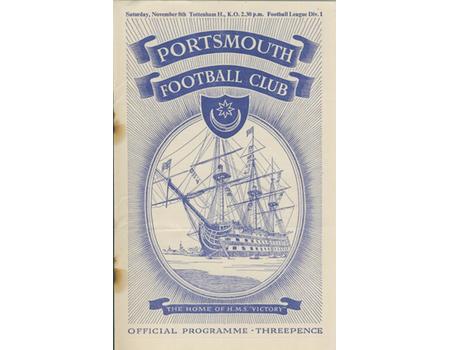 PORTSMOUTH V TOTTENHAM HOTSPUR 1952-53 FOOTBALL PROGRAMME