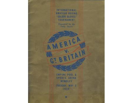 AMERICA V GREAT BRITAIN 1936 AMATEUR BOXING PROGRAMME